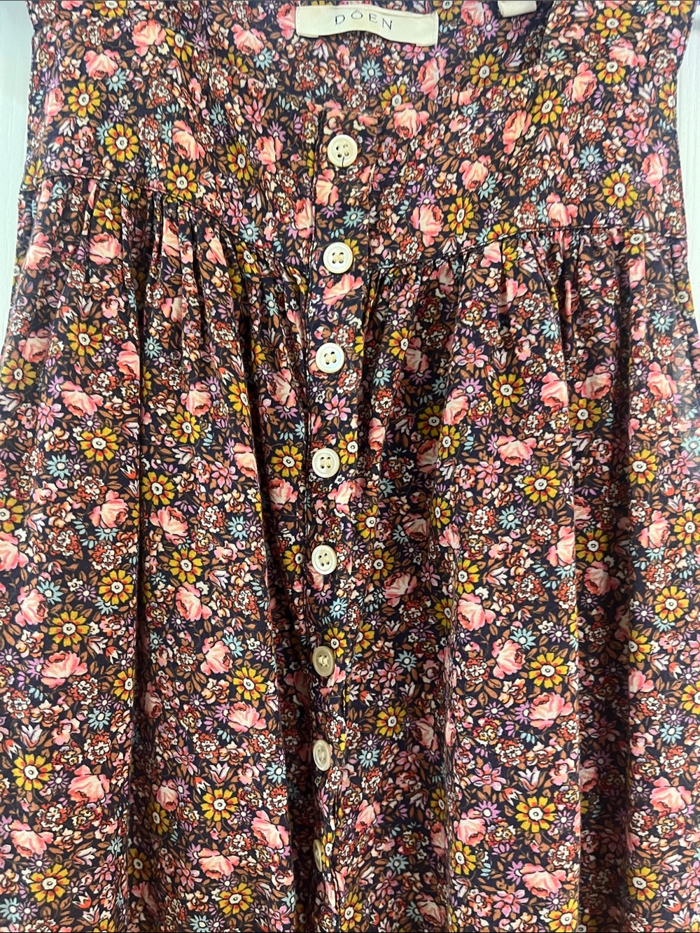 Doen Burgundy Floral Button-Front Wide-Leg Jumpsuit - Picture 2 of 3